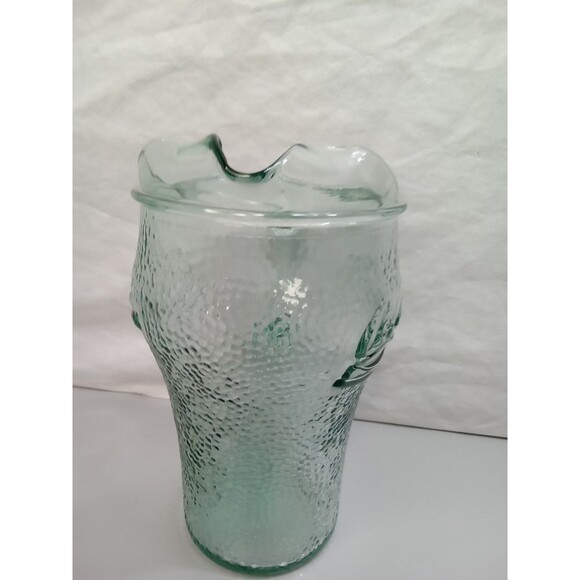 Coca-Cola Green Pebbled Glass Pitcher w/ Ice Lip & Handle 64 oz. Vintage‎ - Picture 2 of 7